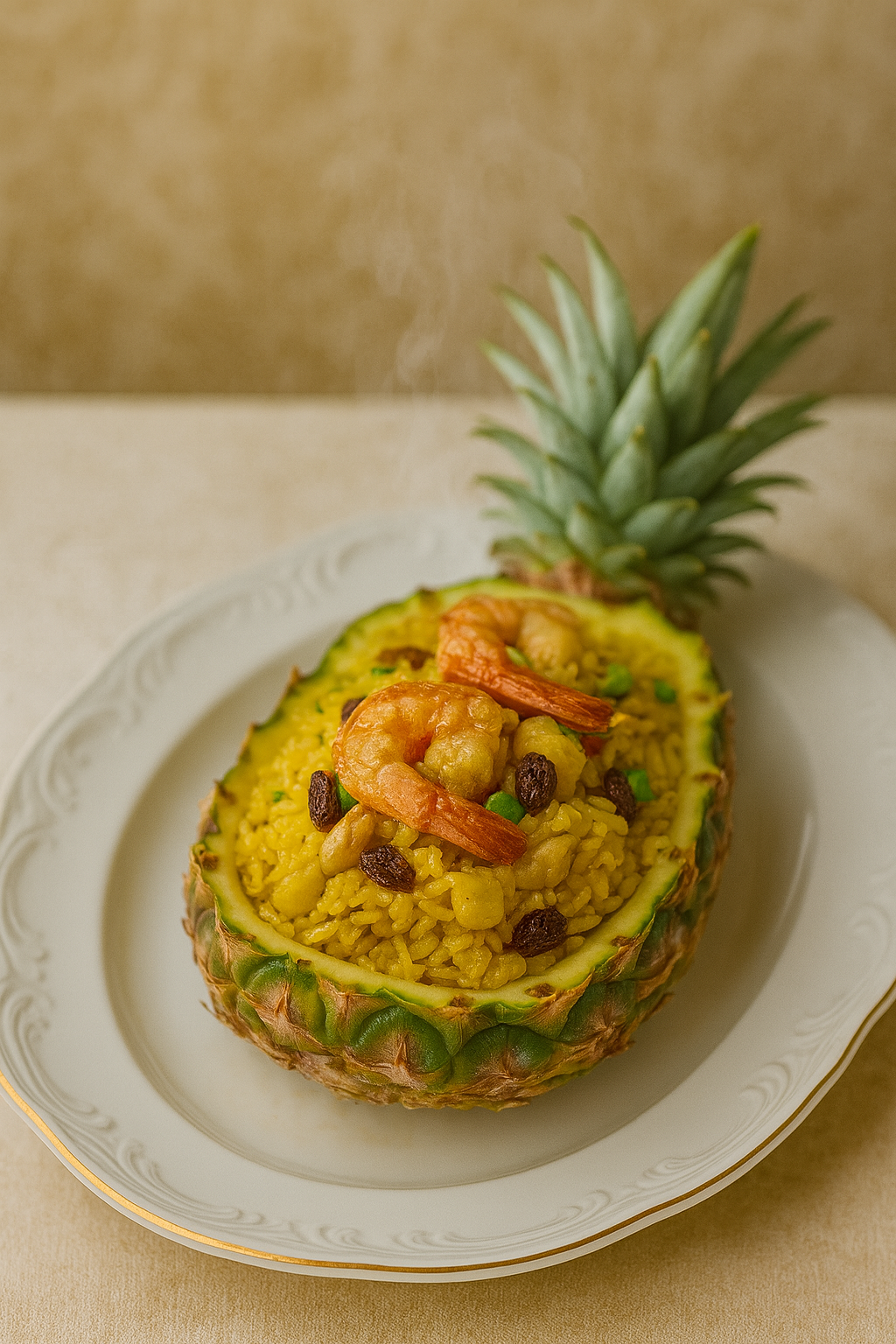 Khao Pad Sappalot Kung (Pineapple Fried Rice with Prawns)